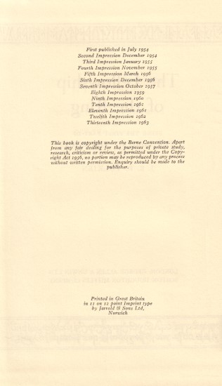 The Fellowship of the Ring - Deluxe Edition 1964 - Verso of Title Page