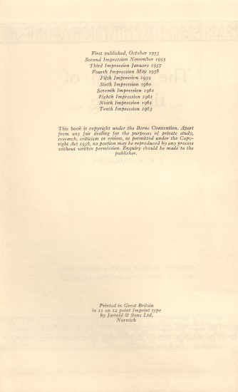The Return of the King - Deluxe Edition 1964 - Verso of Title Page