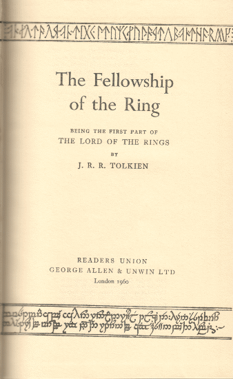 The Readers Union Edition of The Lord of the Rings - Vol.1 - Title Page