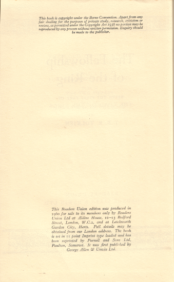 The Readers Union Edition of The Lord of the Rings - Vol.1 - Verso of Title