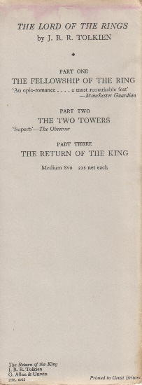 Return of the King - Rear Flap 2nd State