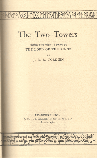 The Readers Union Edition of The Lord of the Rings - Vol.2 - Title Page