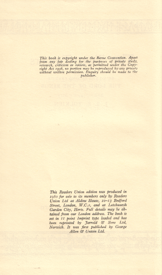 The Readers Union Edition of The Lord of the Rings - Vol.2 - Verso of Title