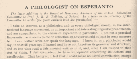 An extract from the British Esperantist letter