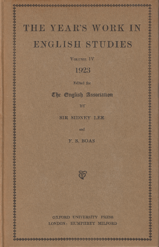 Year's Work in English Studies 1923