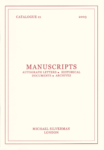 Manuscripts and Autograph Letters. 2003