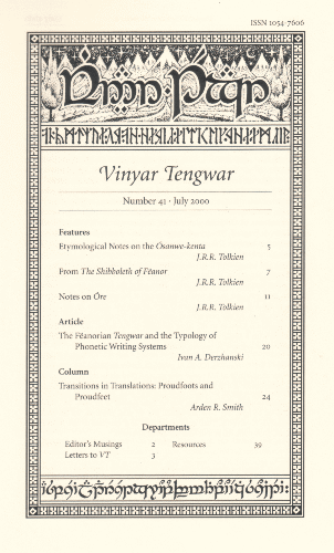 Vinyar Tengwar 41. July 2000