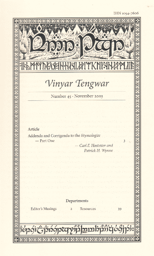 Vinyar Tengwar 45. November 2003
