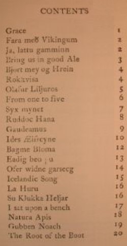 Songs for the Philologists - Contents page