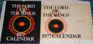 The Lord of the Rings 1977 Calendar. Issued in a card mailing envelope.