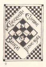 Chequers Clubbe Binge. 1914. Menu.