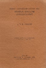 Some Contributions to Middle English Lexicography. 1925. Booklet.
