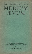 Medium Aevum. 1932. Paperback journal.