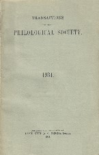 Transactions of the Philological Society 1934. Paperback journal.