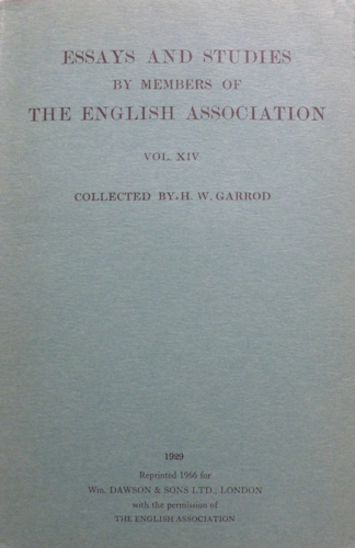 Essays and Studies XIV. 1929. Reprint