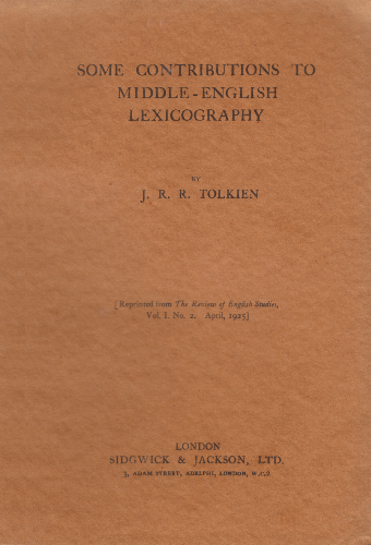 Some Contributions to Middle English Lexicography. 1925