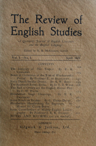 Review of English Studies. April 1925