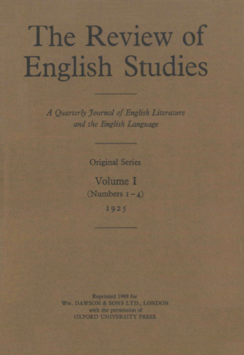 Review of English Studies. 1925. Reprint