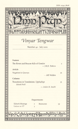 Vinyar Tengwar 42. July 2001