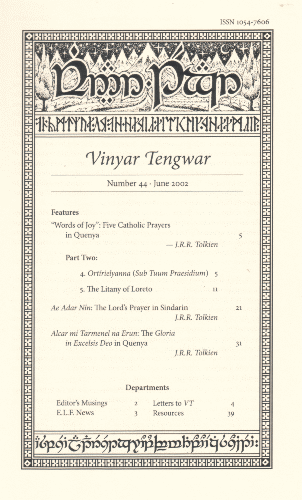 Vinyar Tengwar 44. June 2002