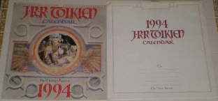 1994 J.R.R. Tolkien Calendar. Issued in a card mailing envelope