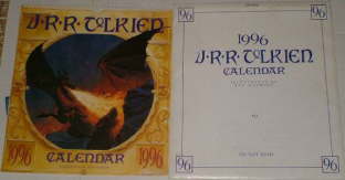 1996 J.R.R. Tolkien Calendar. Issued in a card mailing envelope