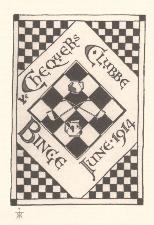 Chequers Clubbe Binge. 1914. Menu